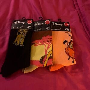 Disney Lion King Crew Socks - Black, Yellow, Orange